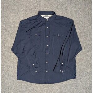 Poncho Shirt Mens XXL Regular Fit Pearl Snap Long Sleeve Navy